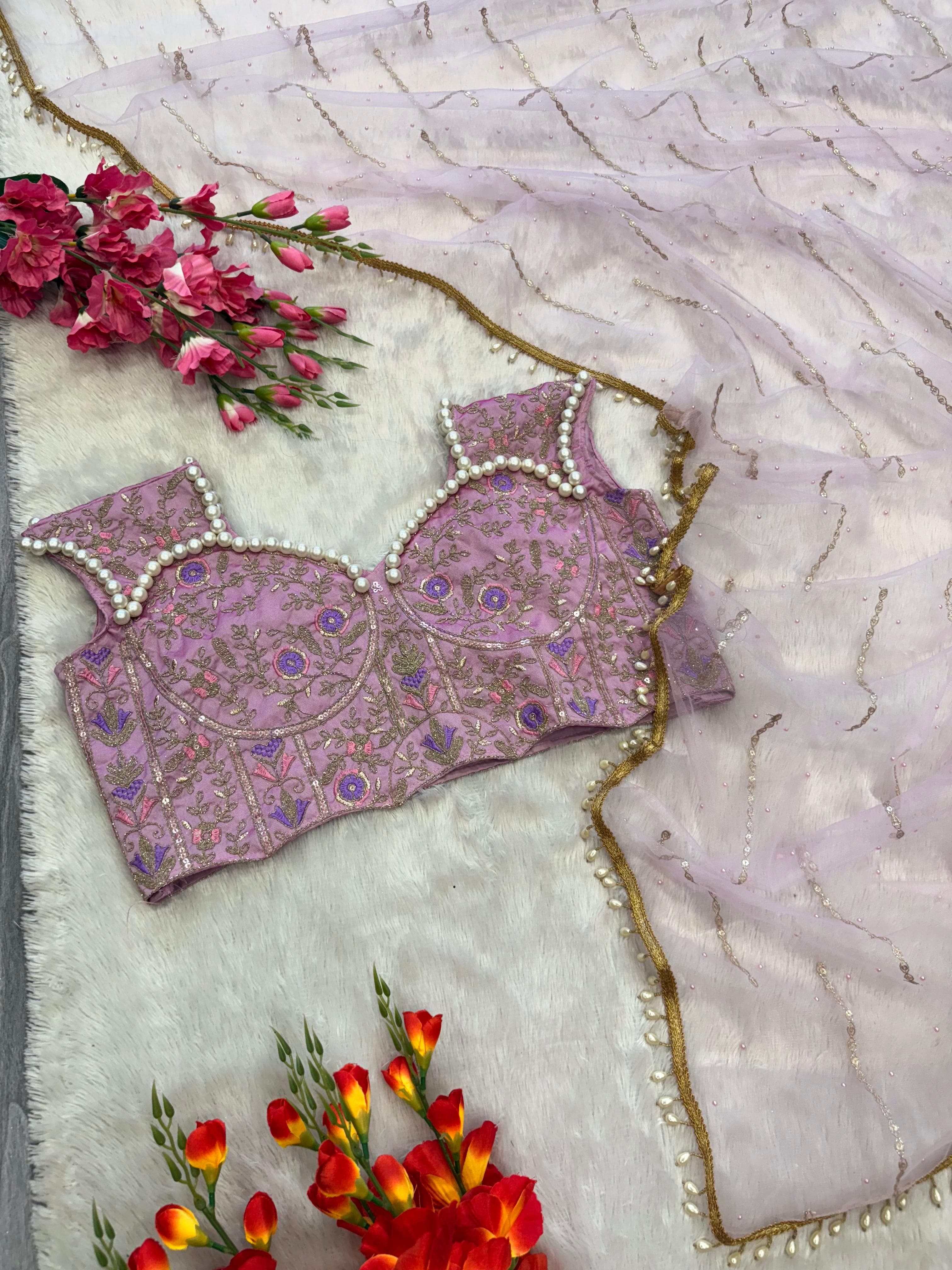 HAND PEARL WORK SAREE