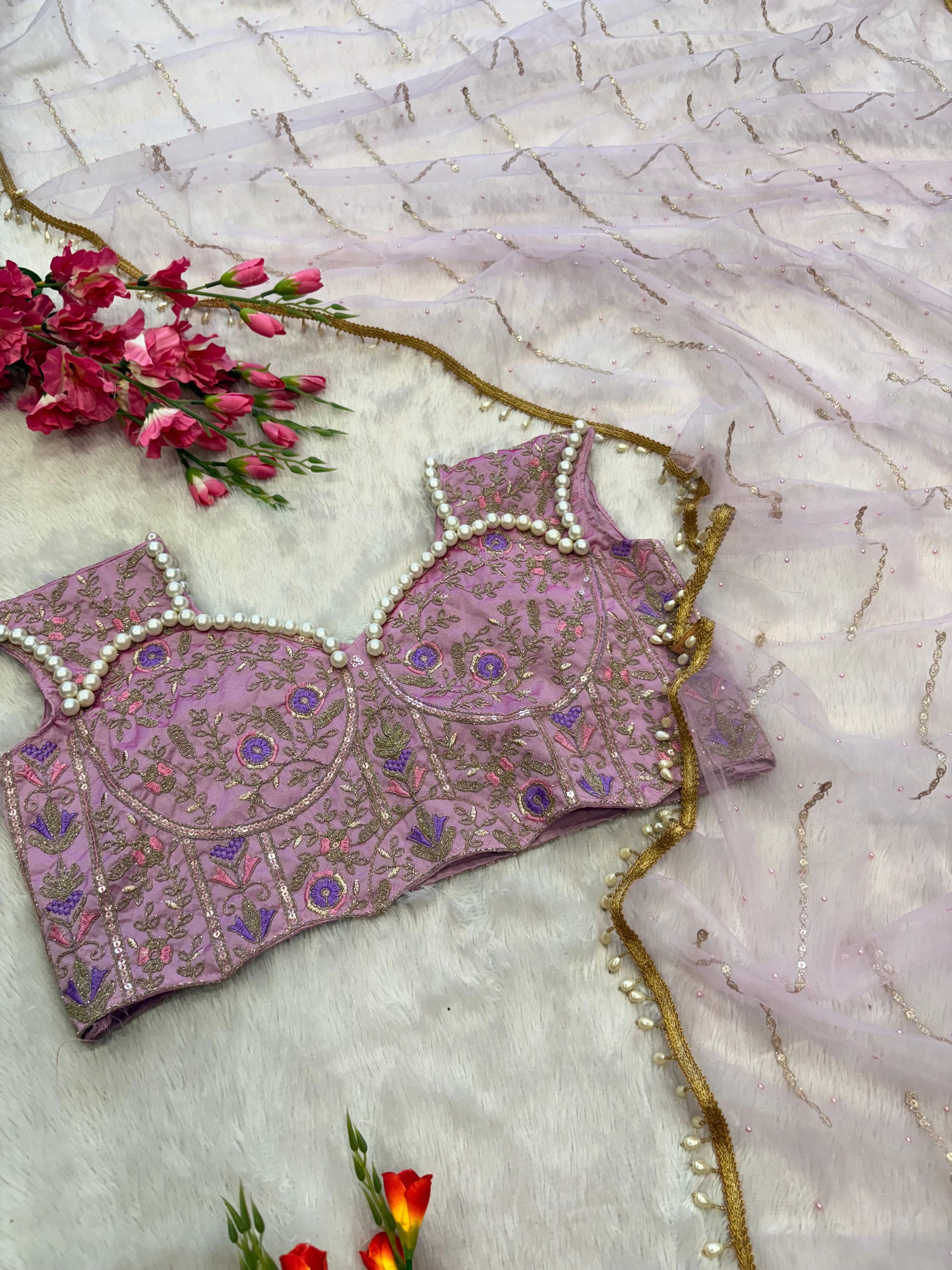 HAND PEARL WORK SAREE