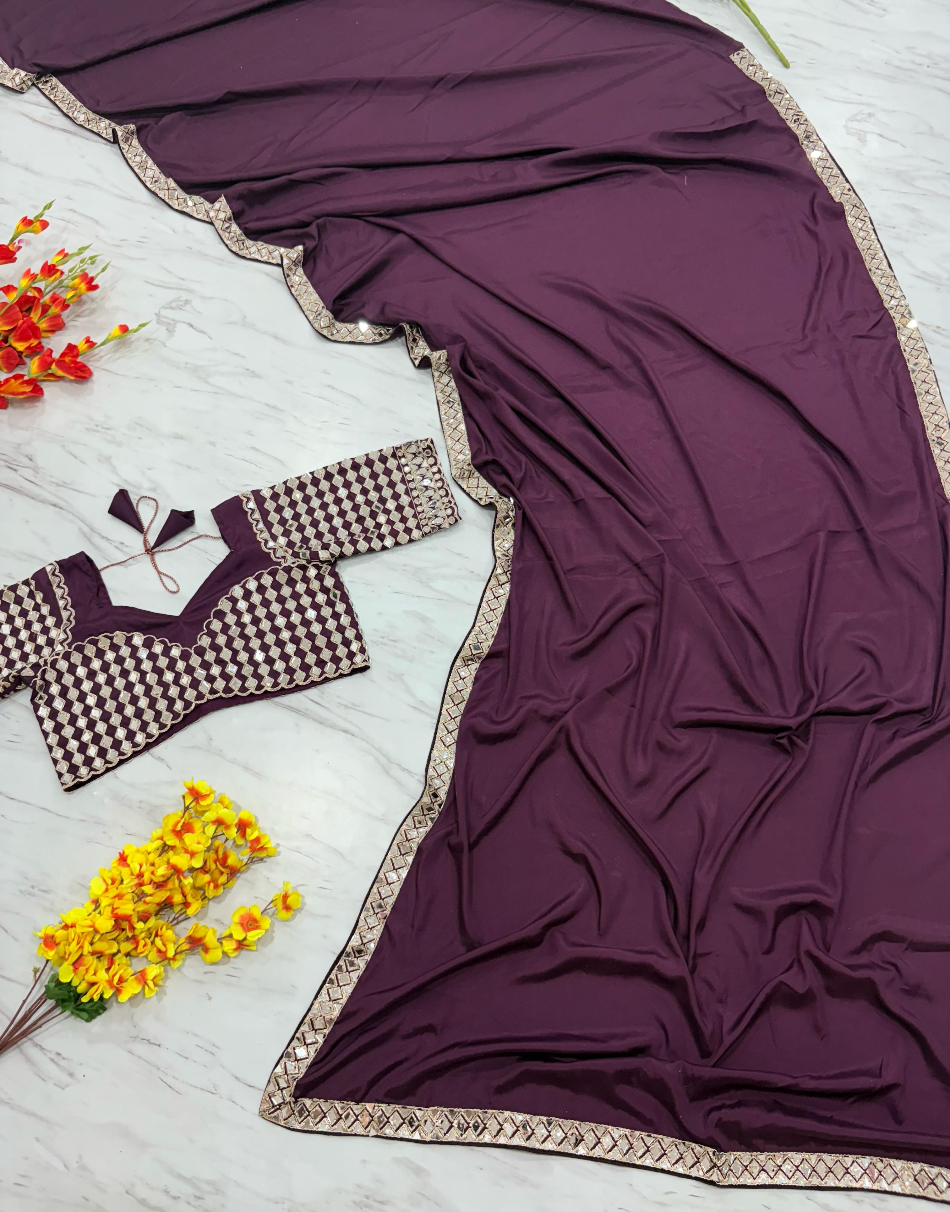 Real Mirror Work Saree