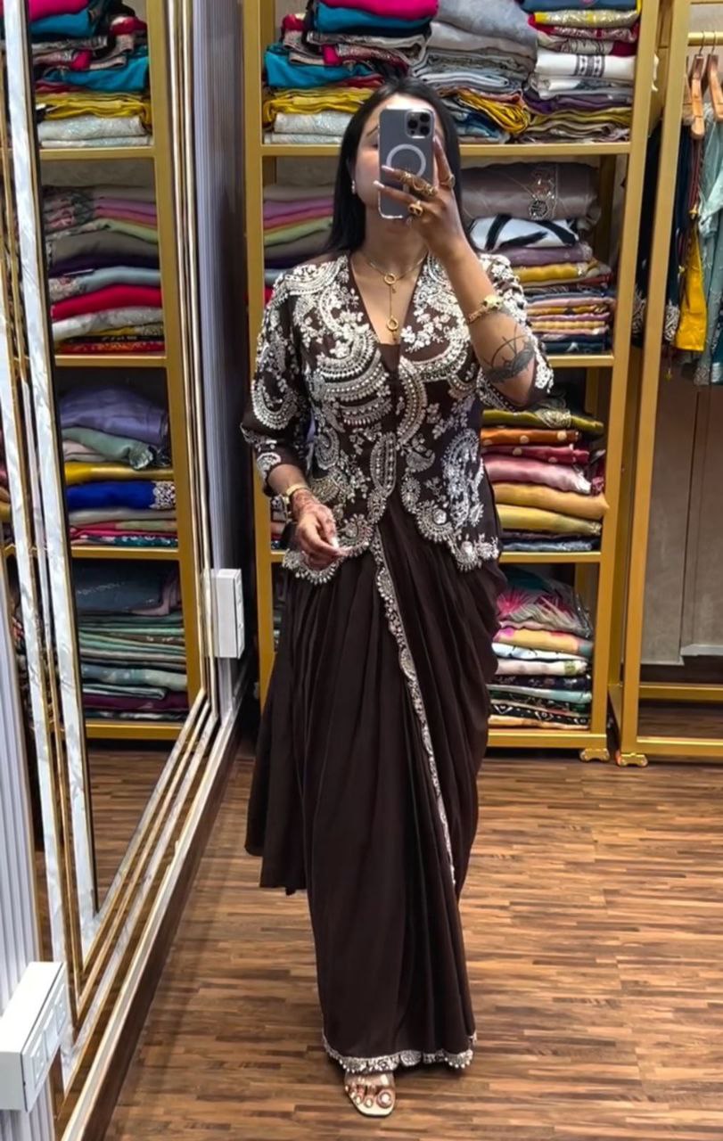 READY TO WEAR SAREE WITH FULL STITCHED JACKET