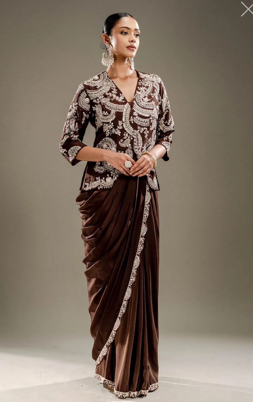 READY TO WEAR SAREE WITH FULL STITCHED JACKET
