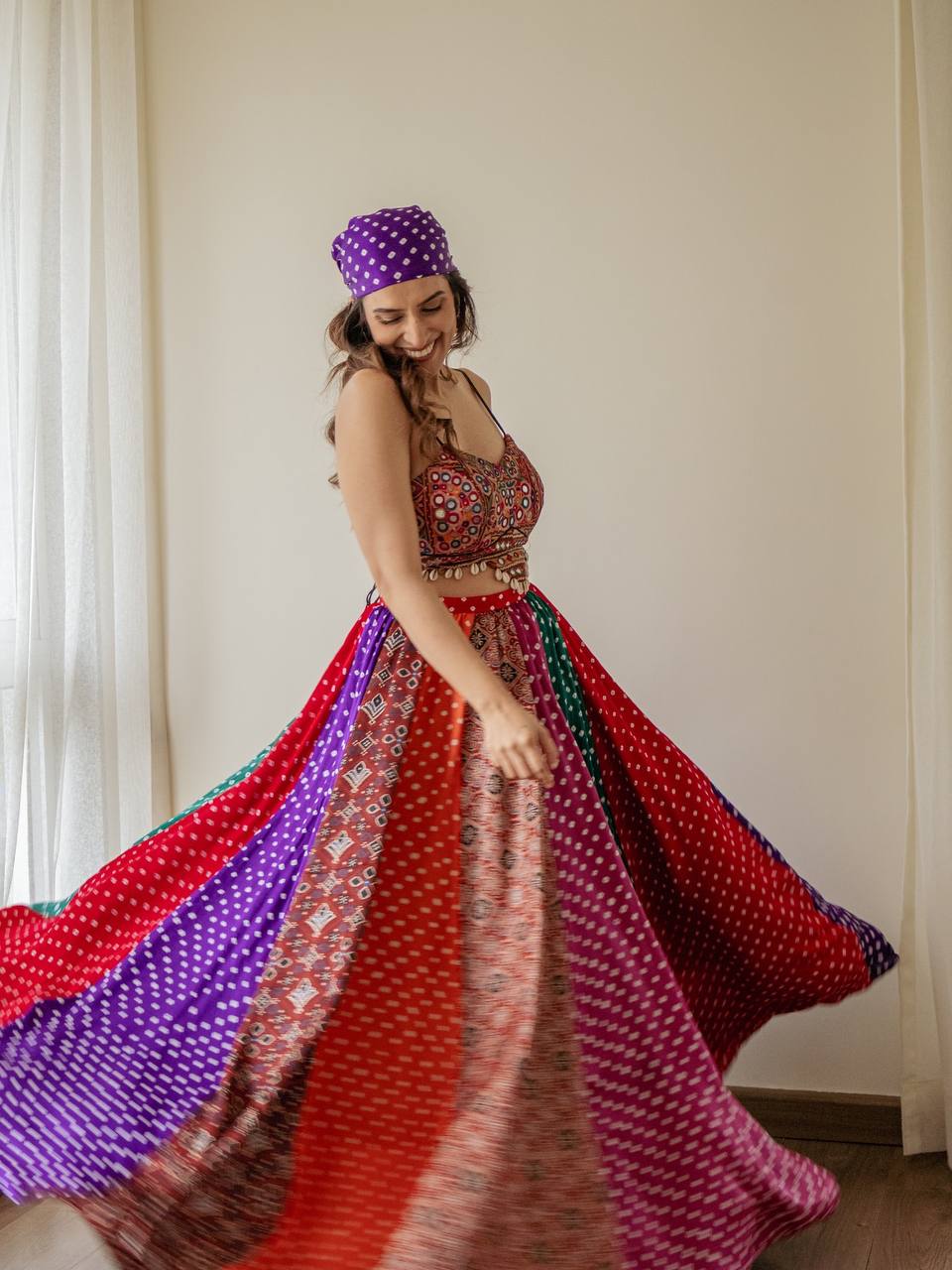 MULTICOLOUR CROP TOP LEHENGA