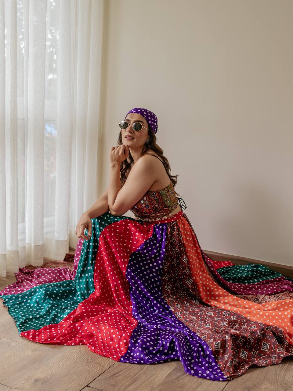 MULTICOLOUR CROP TOP LEHENGA