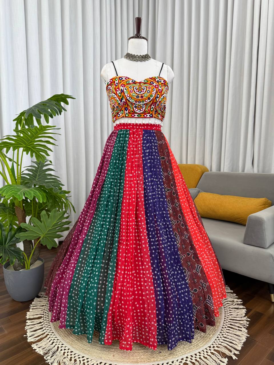 MULTICOLOUR CROP TOP LEHENGA