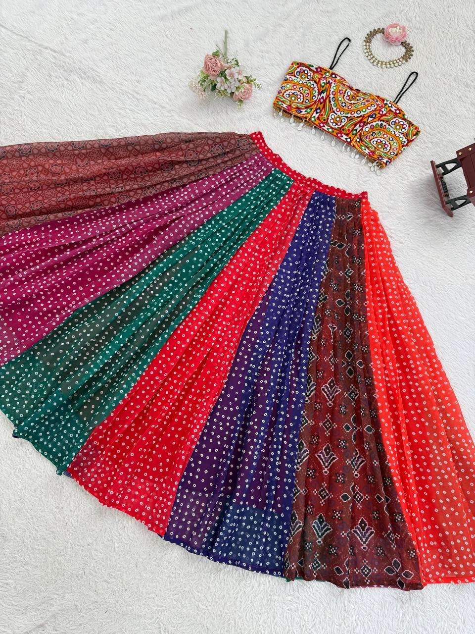 MULTICOLOUR CROP TOP LEHENGA