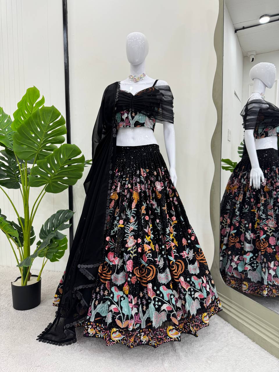 BLACK FLOWER LEHENGA