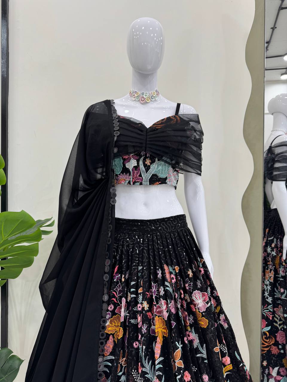 BLACK FLOWER LEHENGA