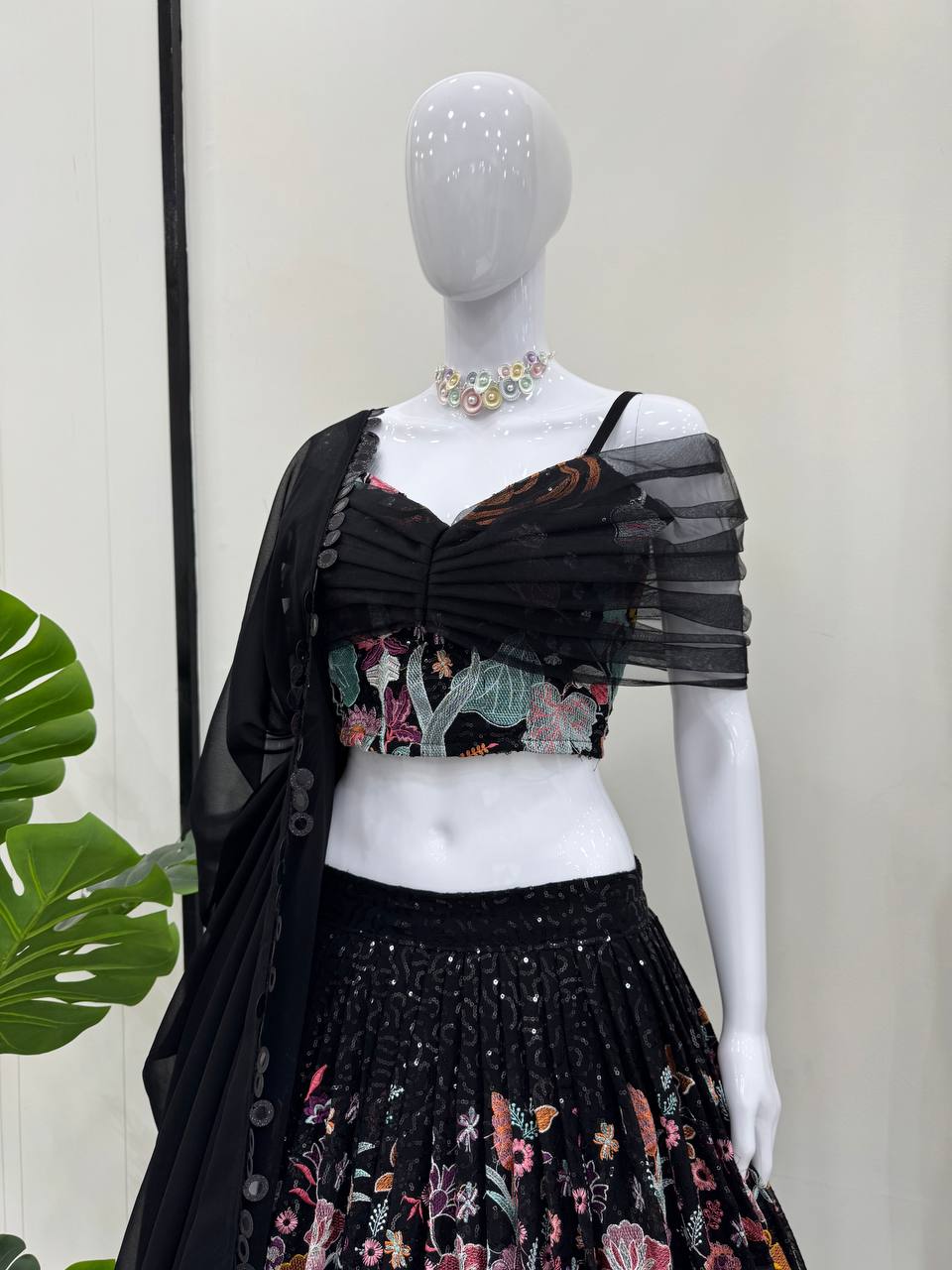 BLACK FLOWER LEHENGA