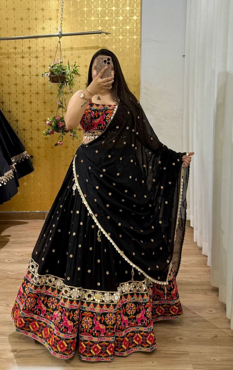 REAL MIRROR WORK LEHENGA