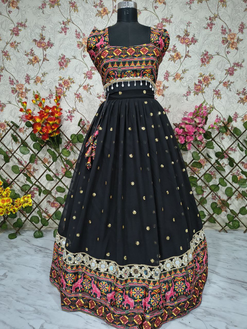 REAL MIRROR WORK LEHENGA