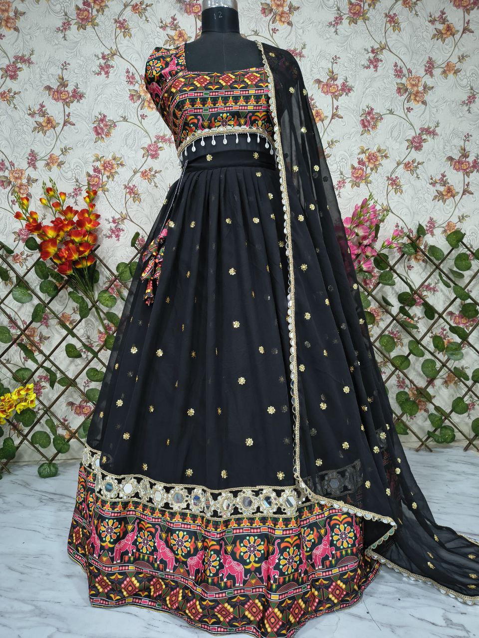 REAL MIRROR WORK LEHENGA