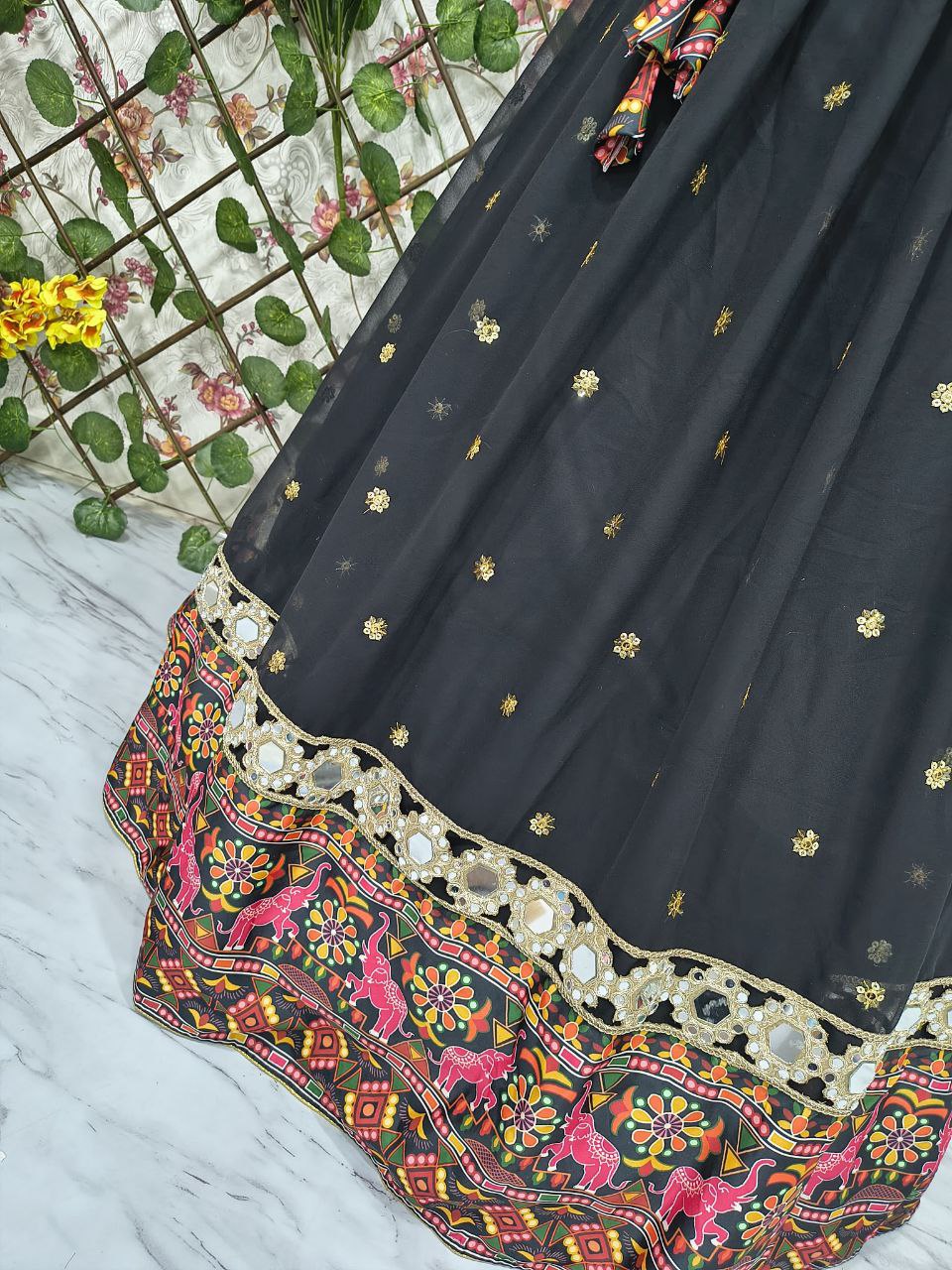 REAL MIRROR WORK LEHENGA
