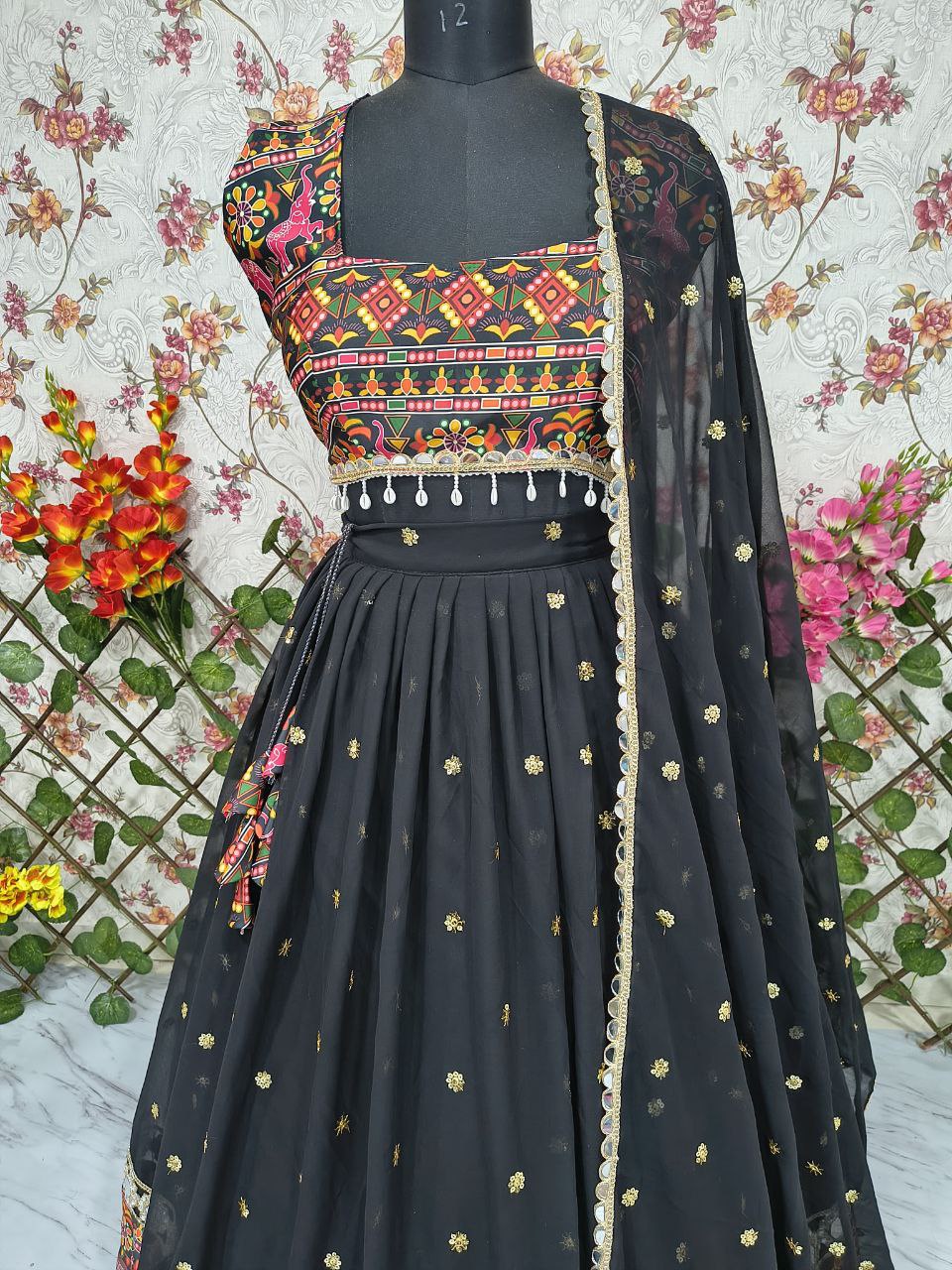 REAL MIRROR WORK LEHENGA