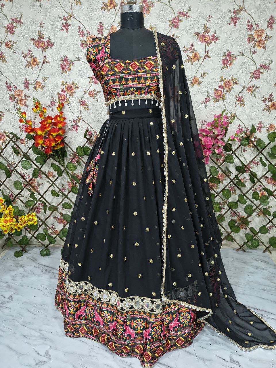 REAL MIRROR WORK LEHENGA