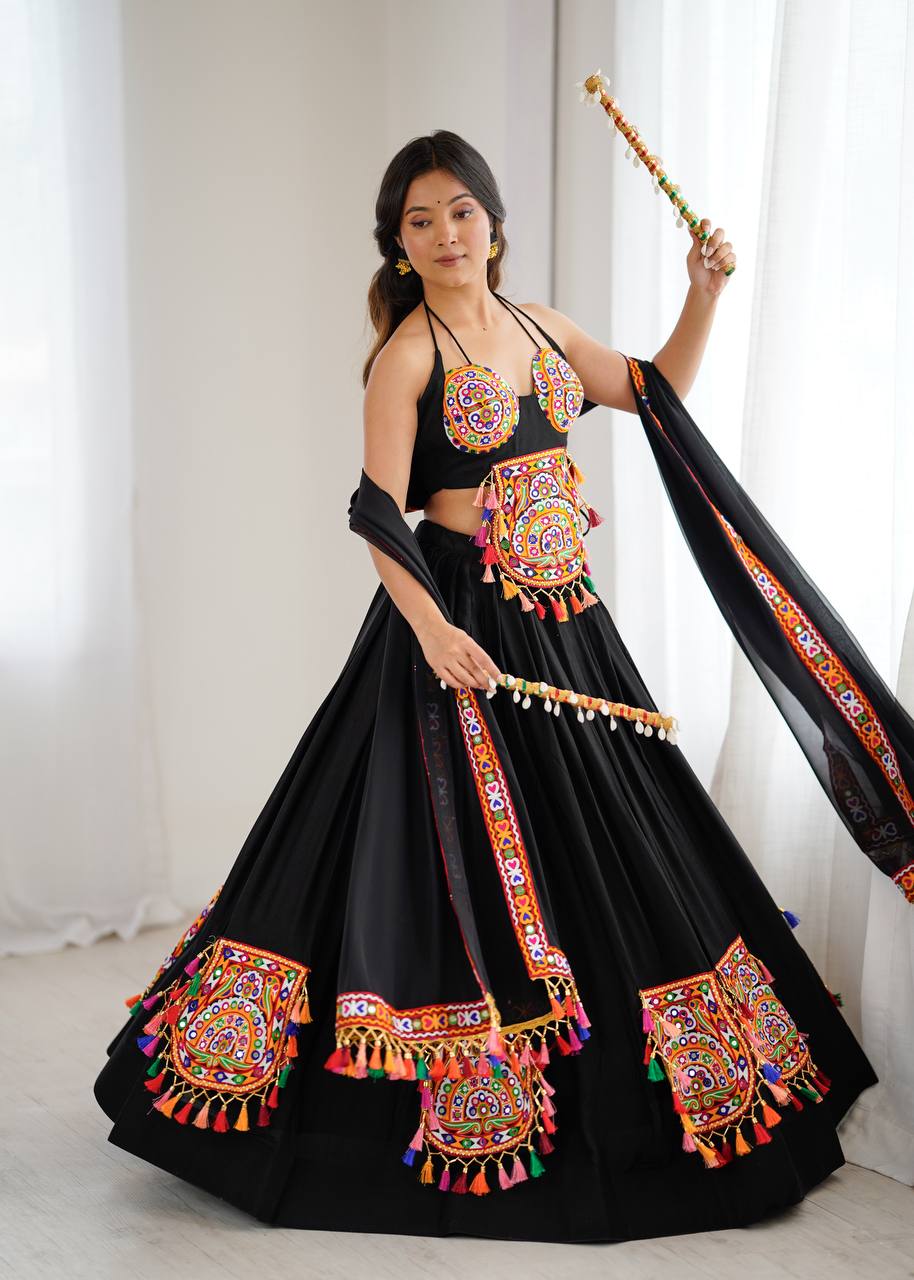 GAMTHI WORK AND MIRROR WORK LEHENGA