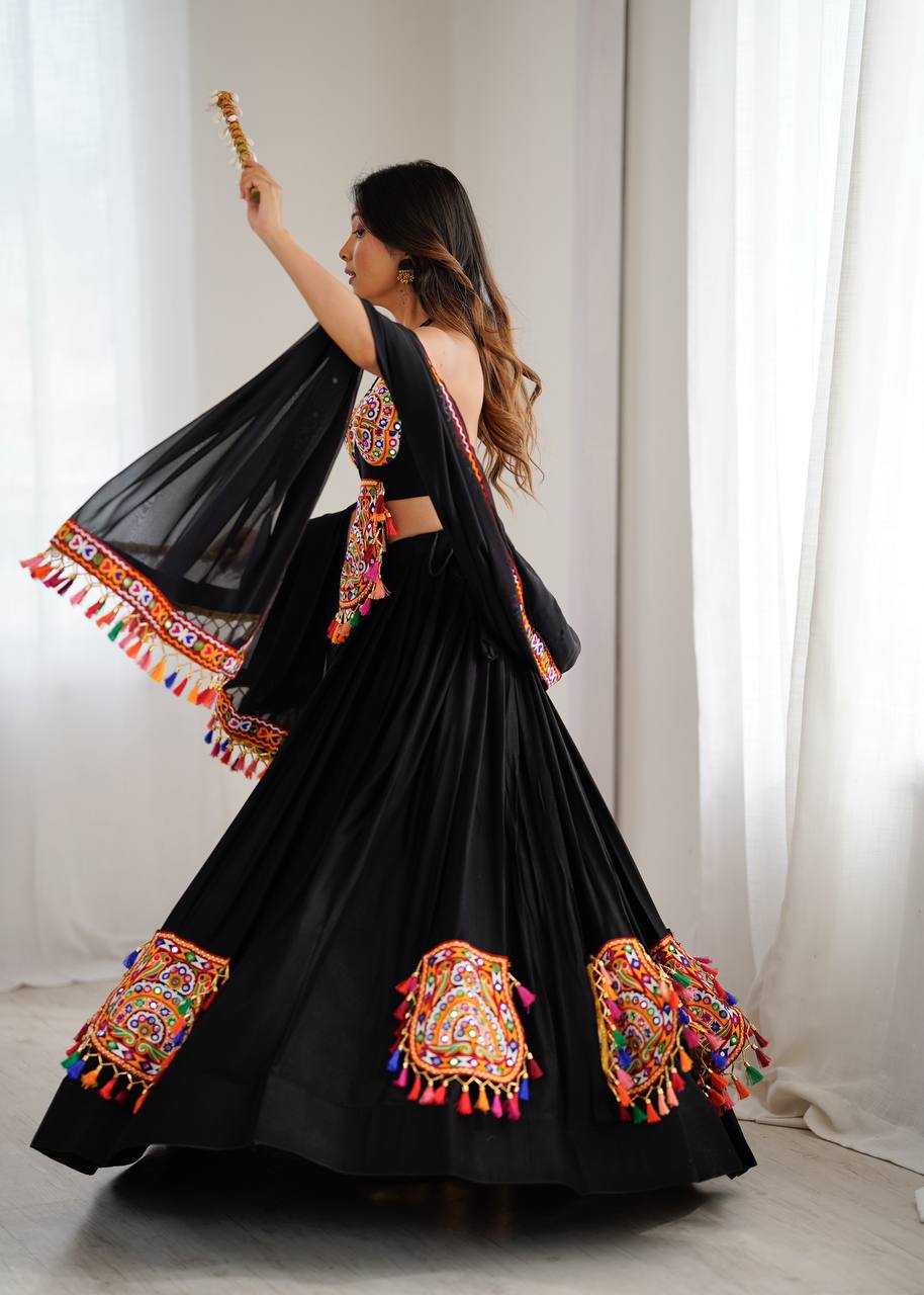 GAMTHI WORK AND MIRROR WORK LEHENGA