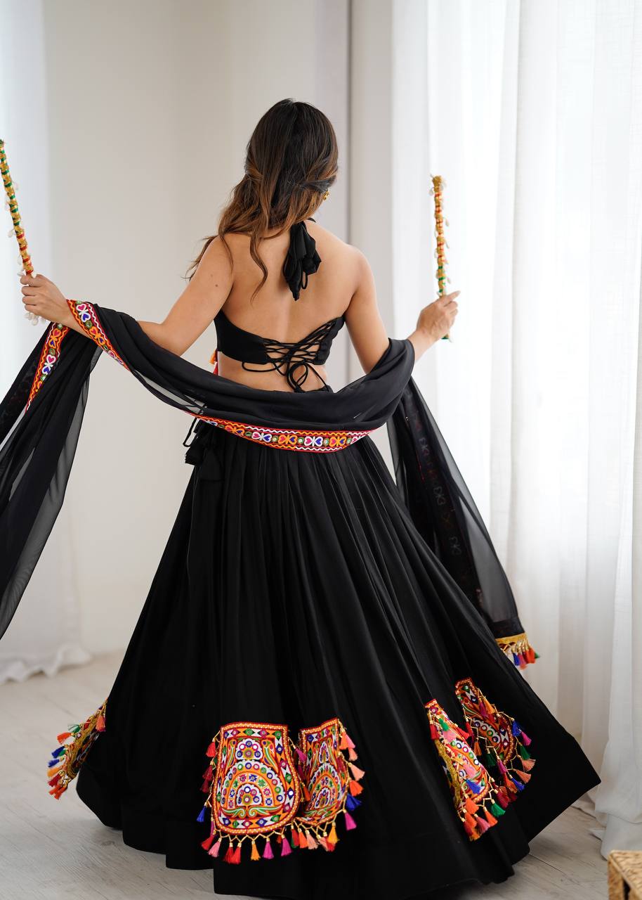 GAMTHI WORK AND MIRROR WORK LEHENGA