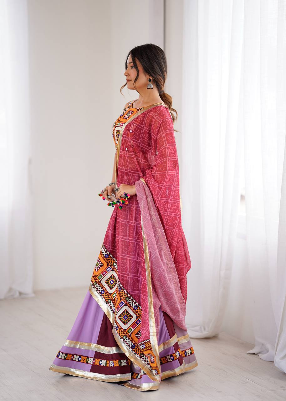 REAL MIRROR WORK NAVRATRI FULL STITCHED LEHENGA