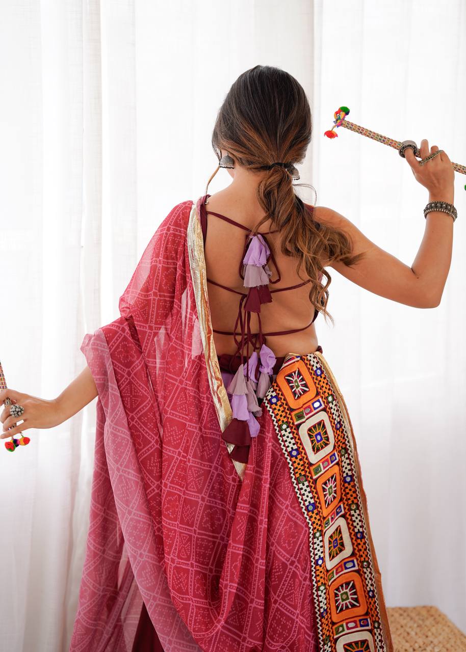 REAL MIRROR WORK NAVRATRI FULL STITCHED LEHENGA