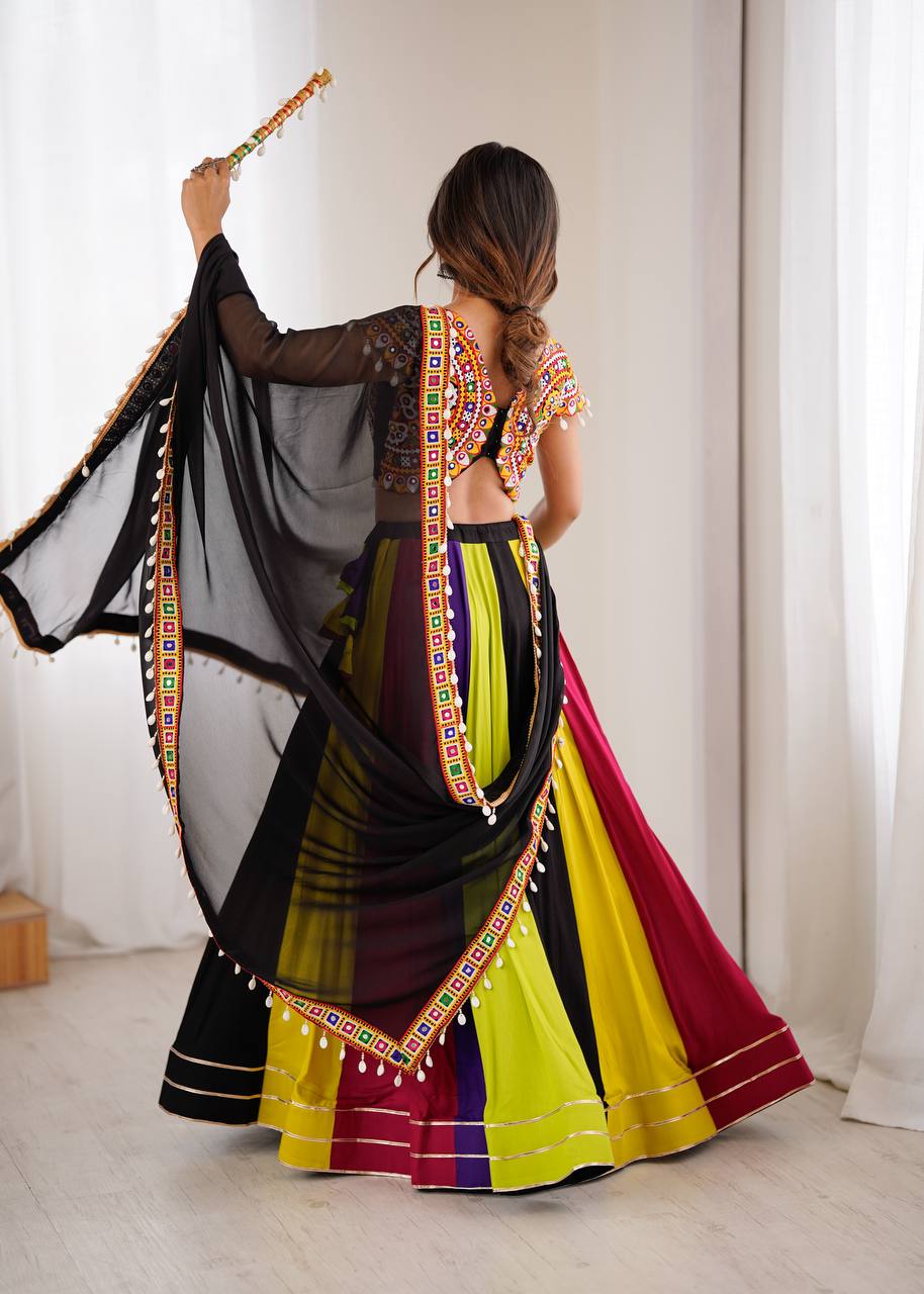 REAL MIRROR WORK NAVRATRI LEHENGA ( FULL STITCHED )