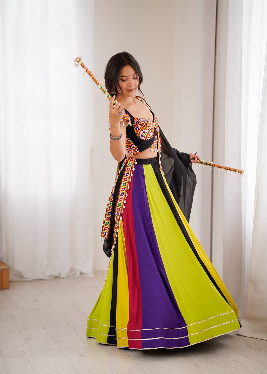 REAL MIRROR WORK NAVRATRI LEHENGA ( FULL STITCHED )