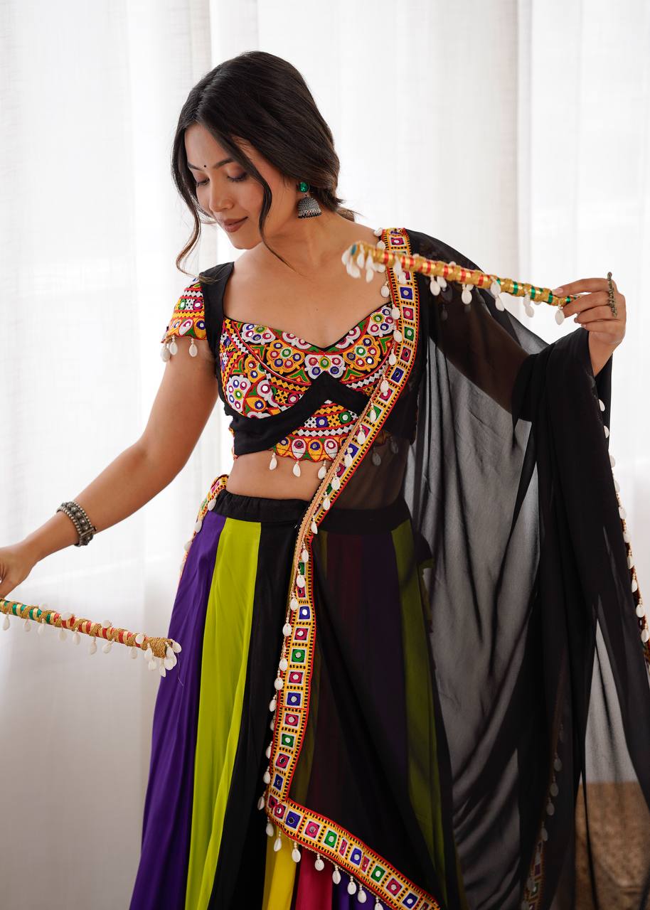 REAL MIRROR WORK NAVRATRI LEHENGA ( FULL STITCHED )