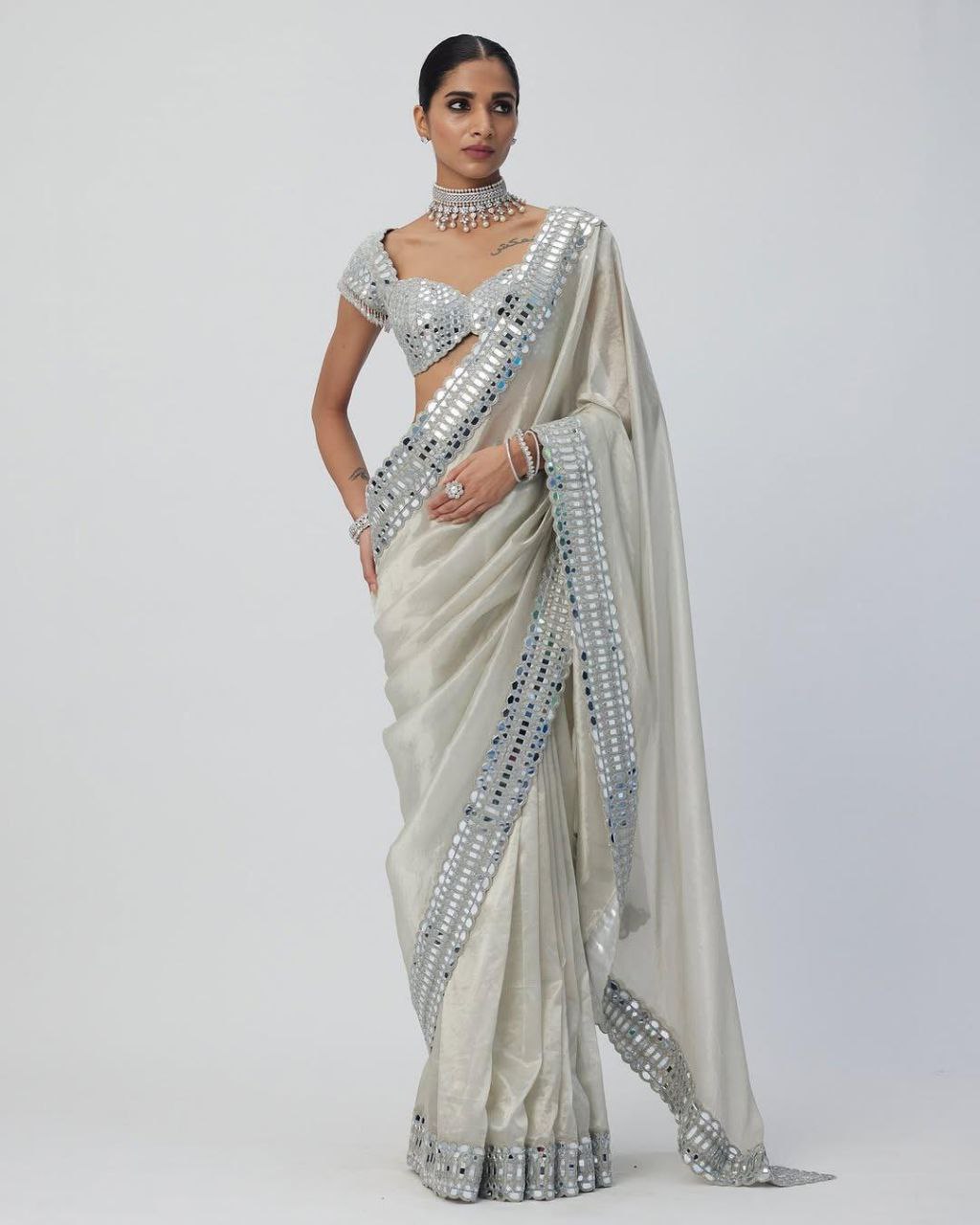 REAL MIRROR WORK SAREE