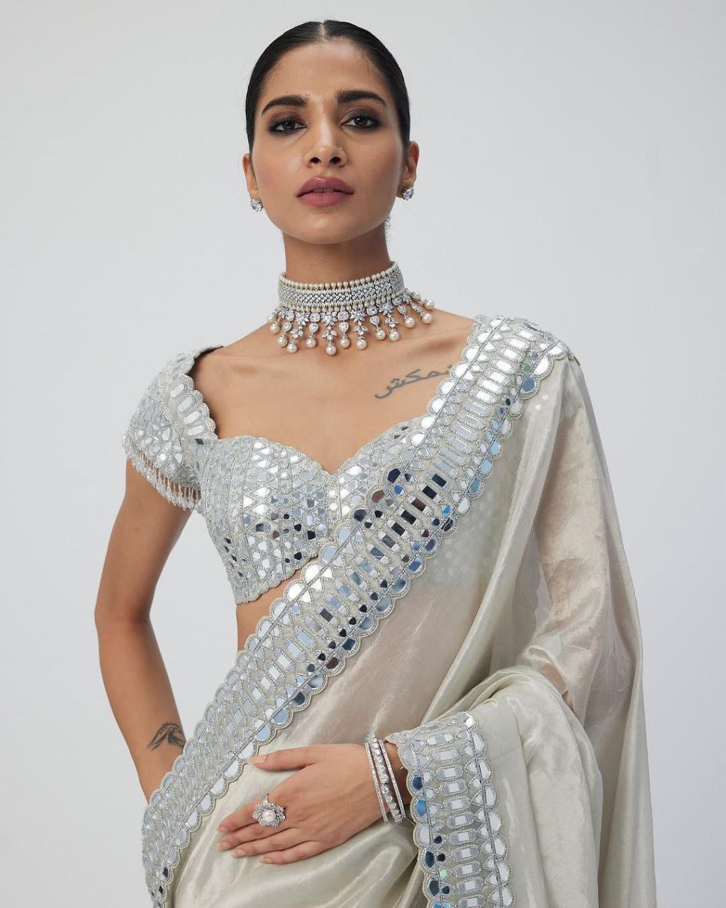 REAL MIRROR WORK SAREE