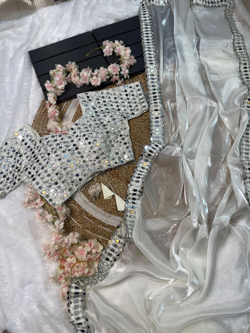 REAL MIRROR WORK SAREE