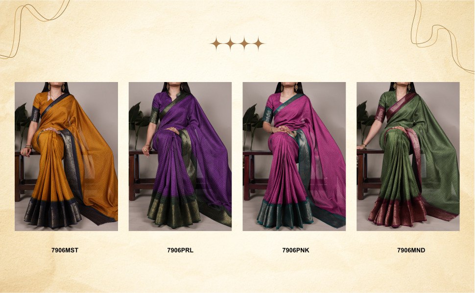 Traditional beauty highlighted with zari borders and classic checks 🍂