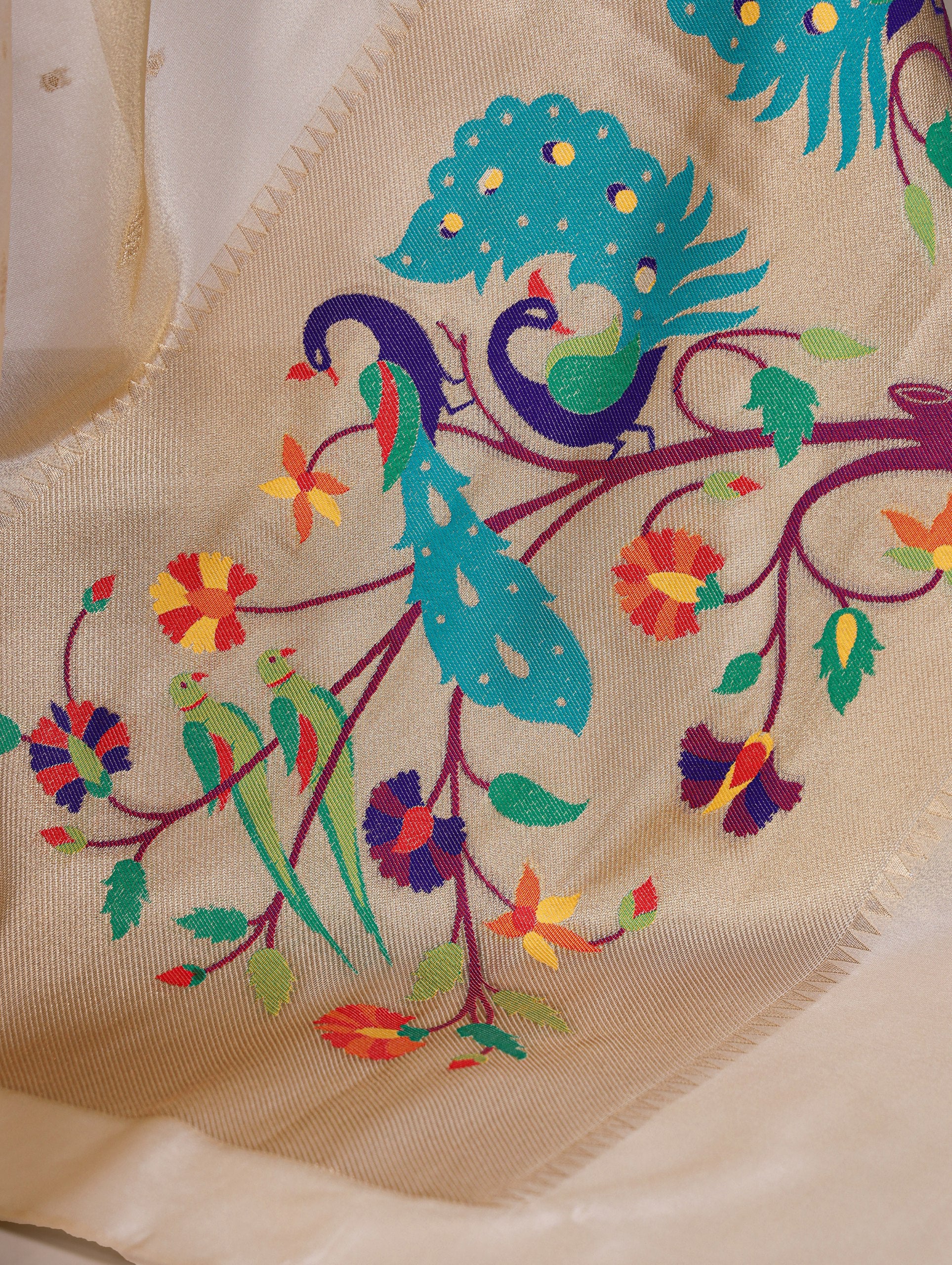 Perfect Saree for pujas, and celebrations – this tissue silk saree drapes like a dream and dazzles like gold