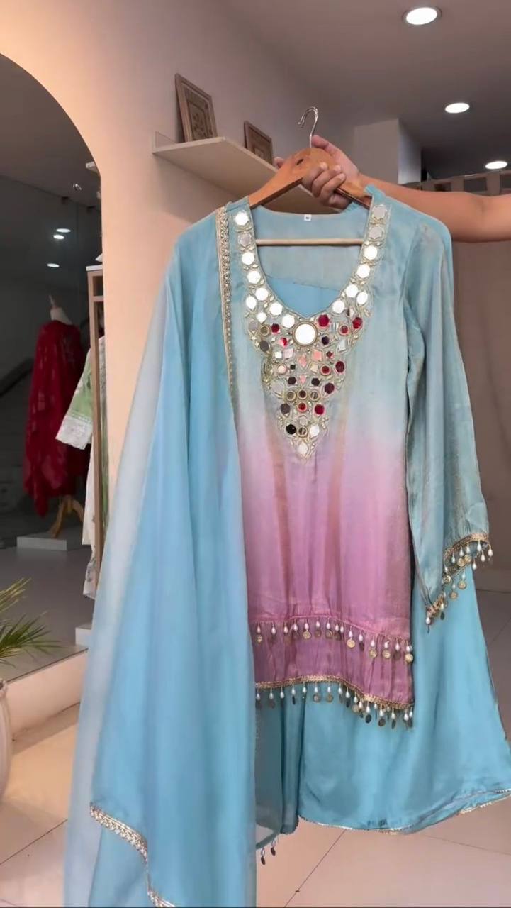 TRENDING REAL MIRROR WORK DRESS