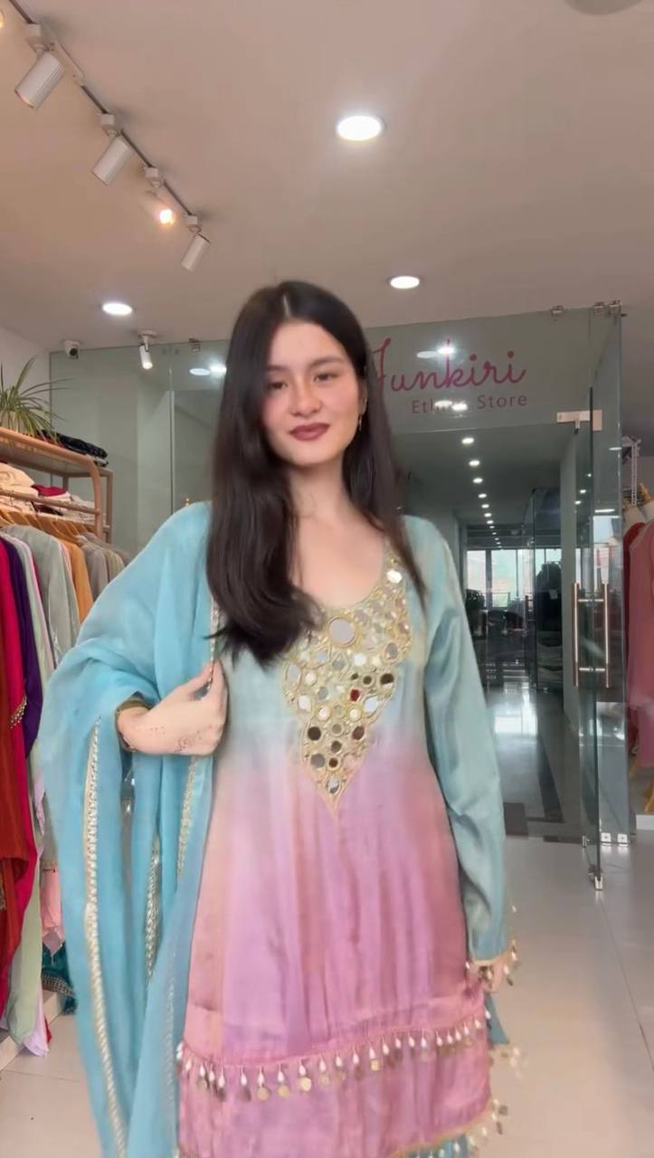 TRENDING REAL MIRROR WORK DRESS