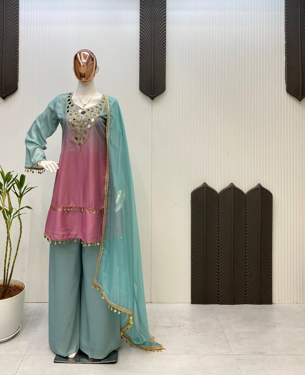 TRENDING REAL MIRROR WORK DRESS