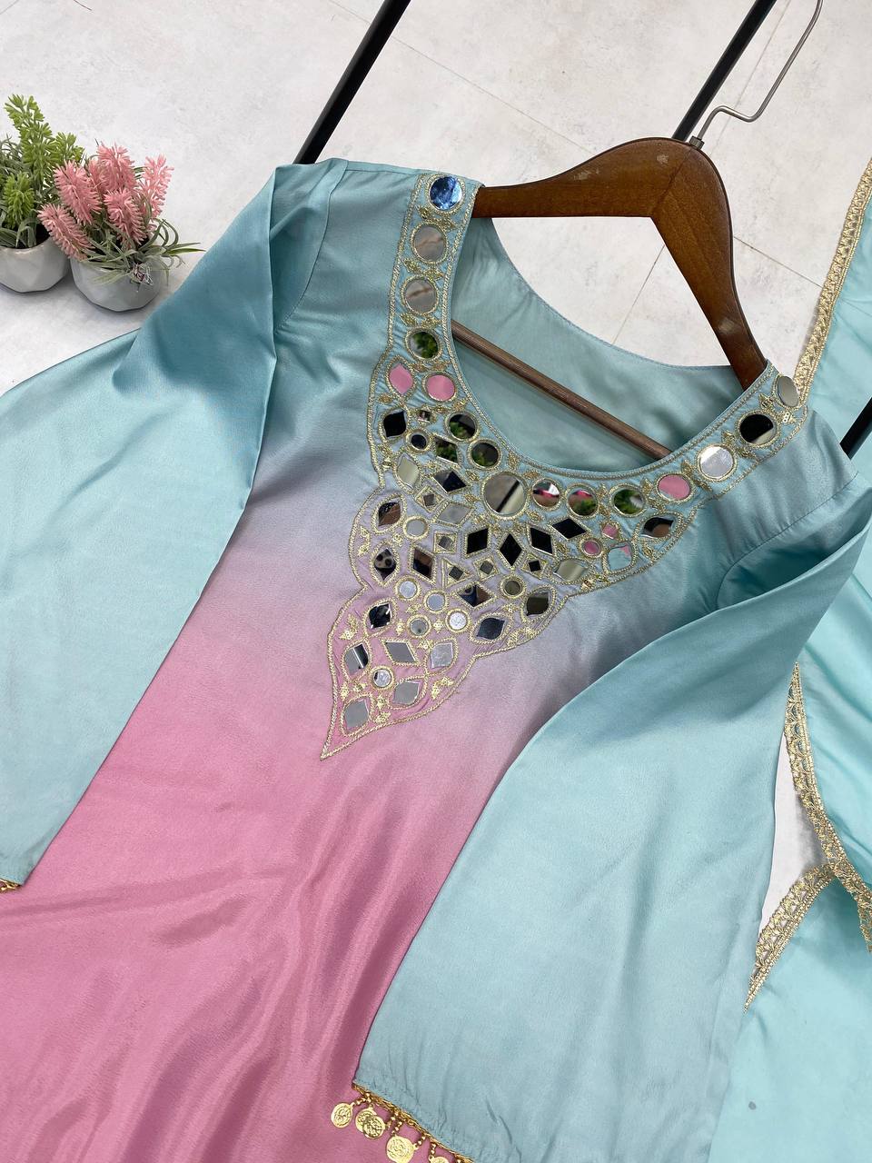 TRENDING REAL MIRROR WORK DRESS