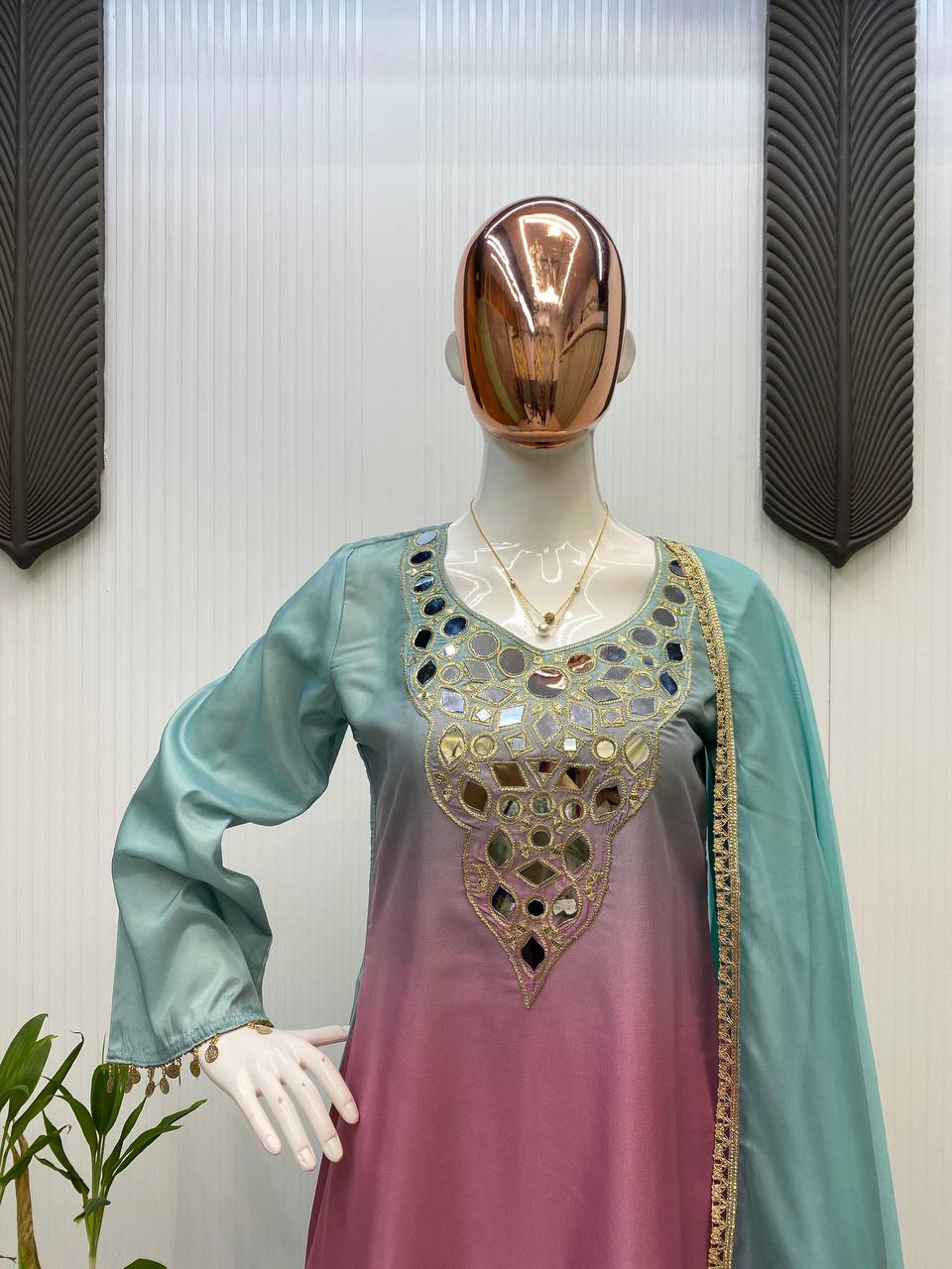 TRENDING REAL MIRROR WORK DRESS