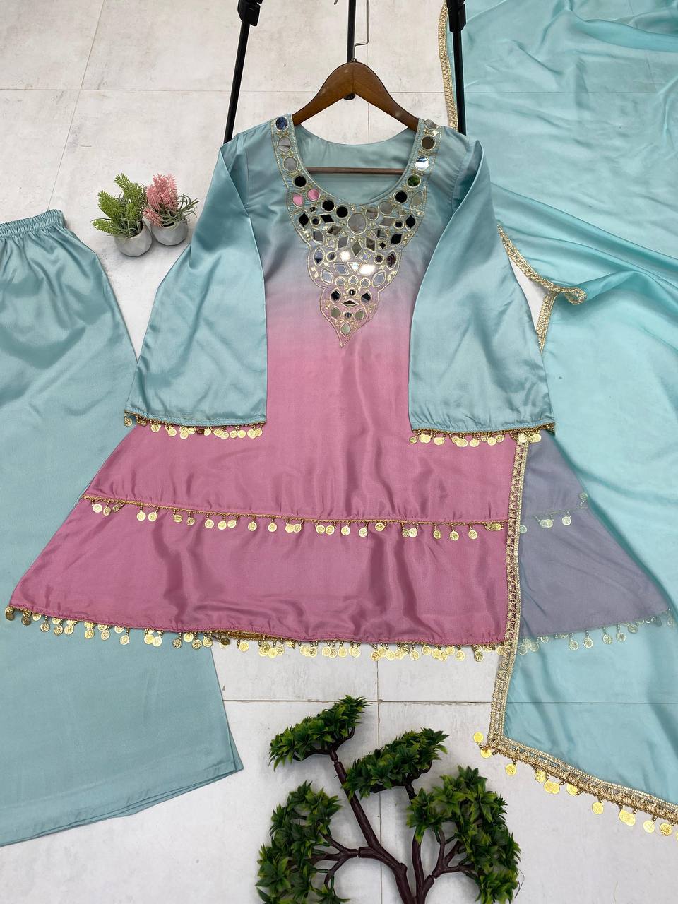 TRENDING REAL MIRROR WORK DRESS
