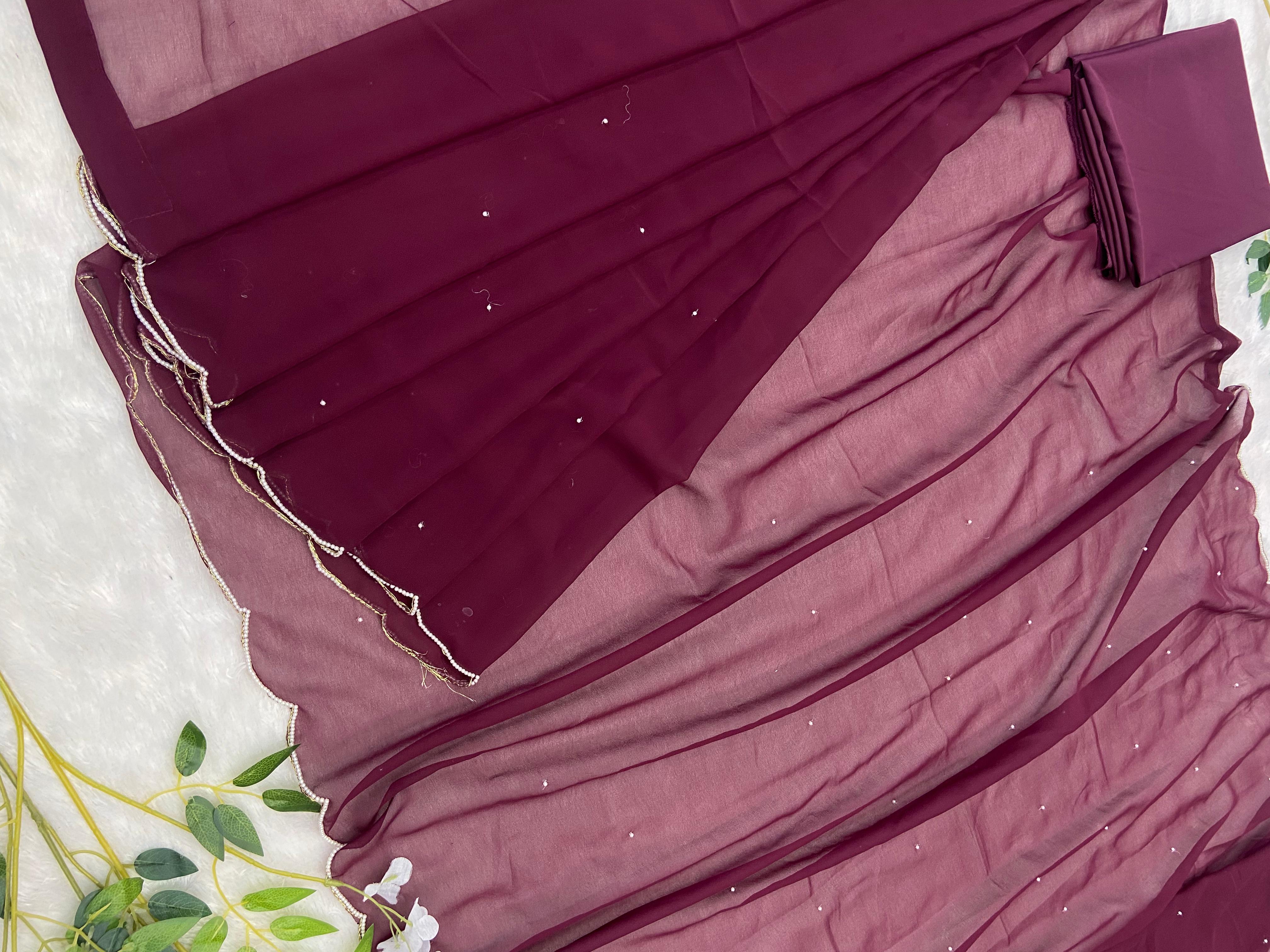 Beautiful Handwork Readu To Wear Saree