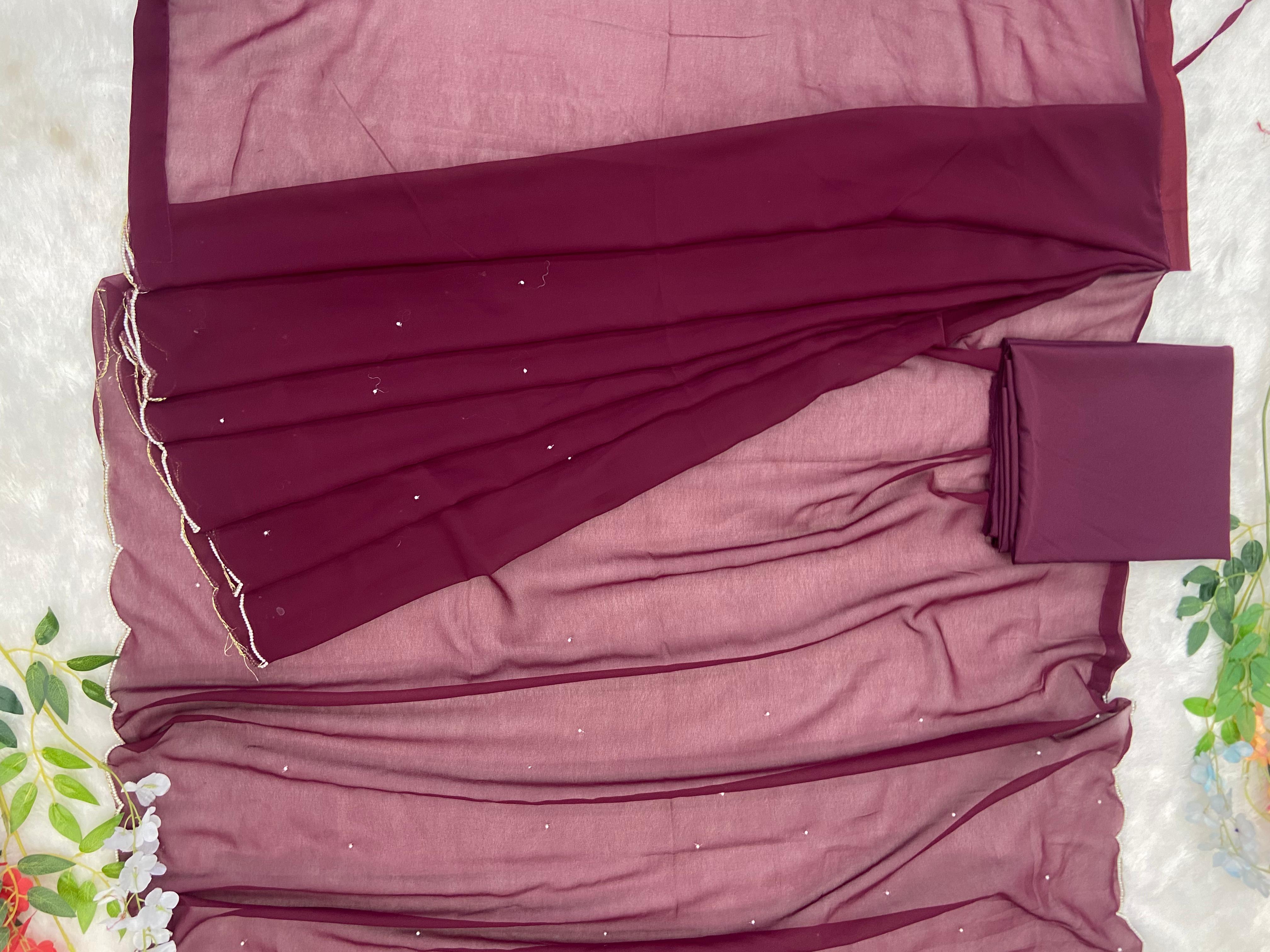 Beautiful Handwork Readu To Wear Saree