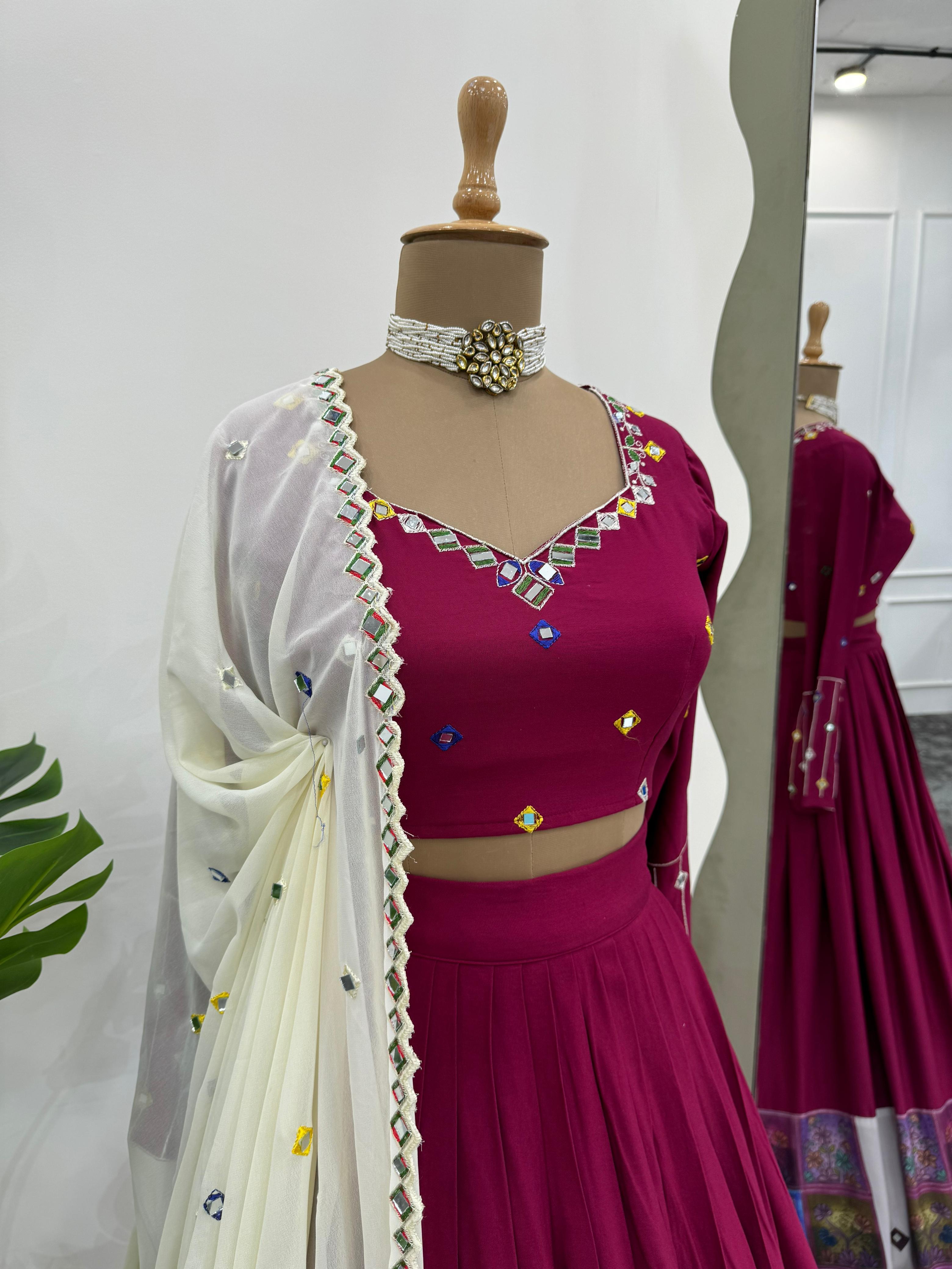 Real Mirror Work Lehenga