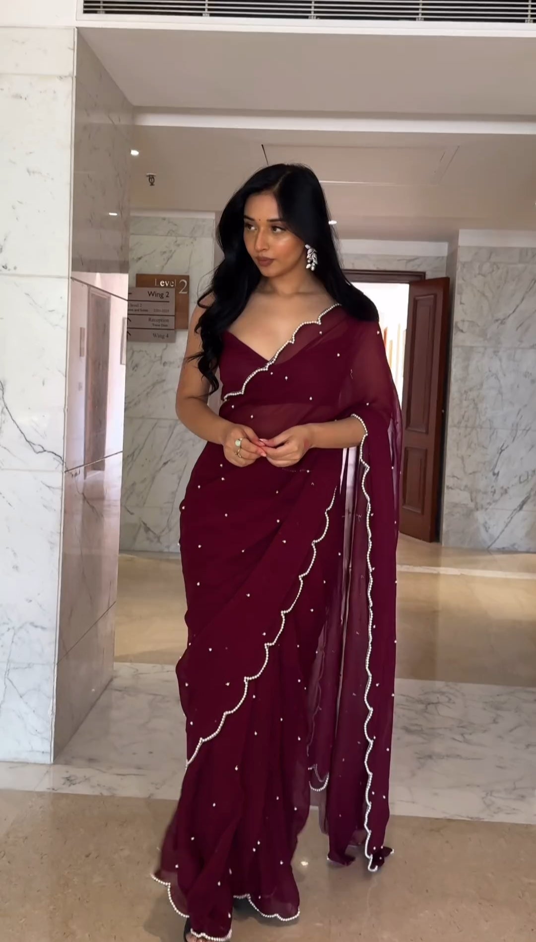Beautiful Handwork Readu To Wear Saree