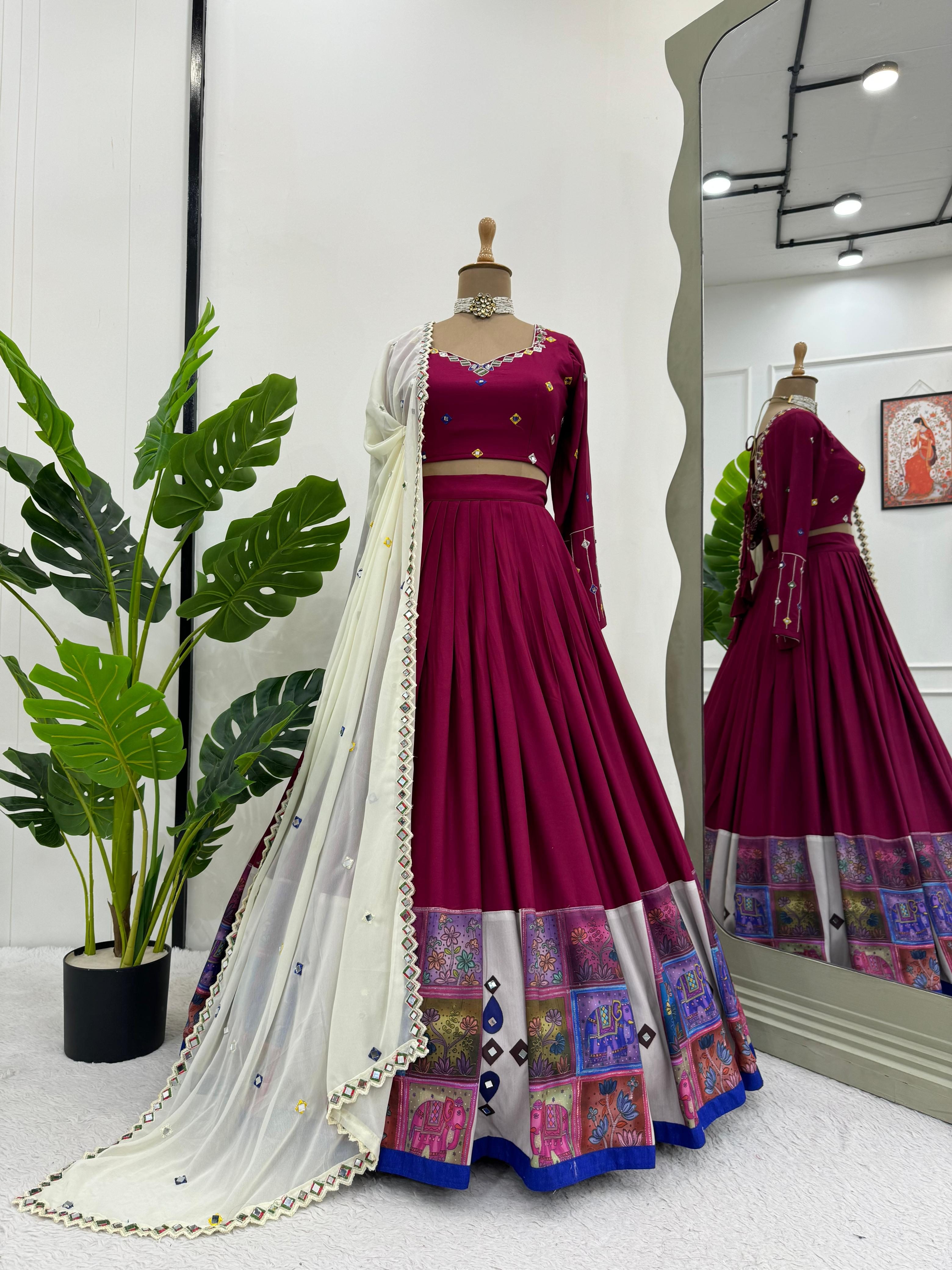Real Mirror Work Lehenga