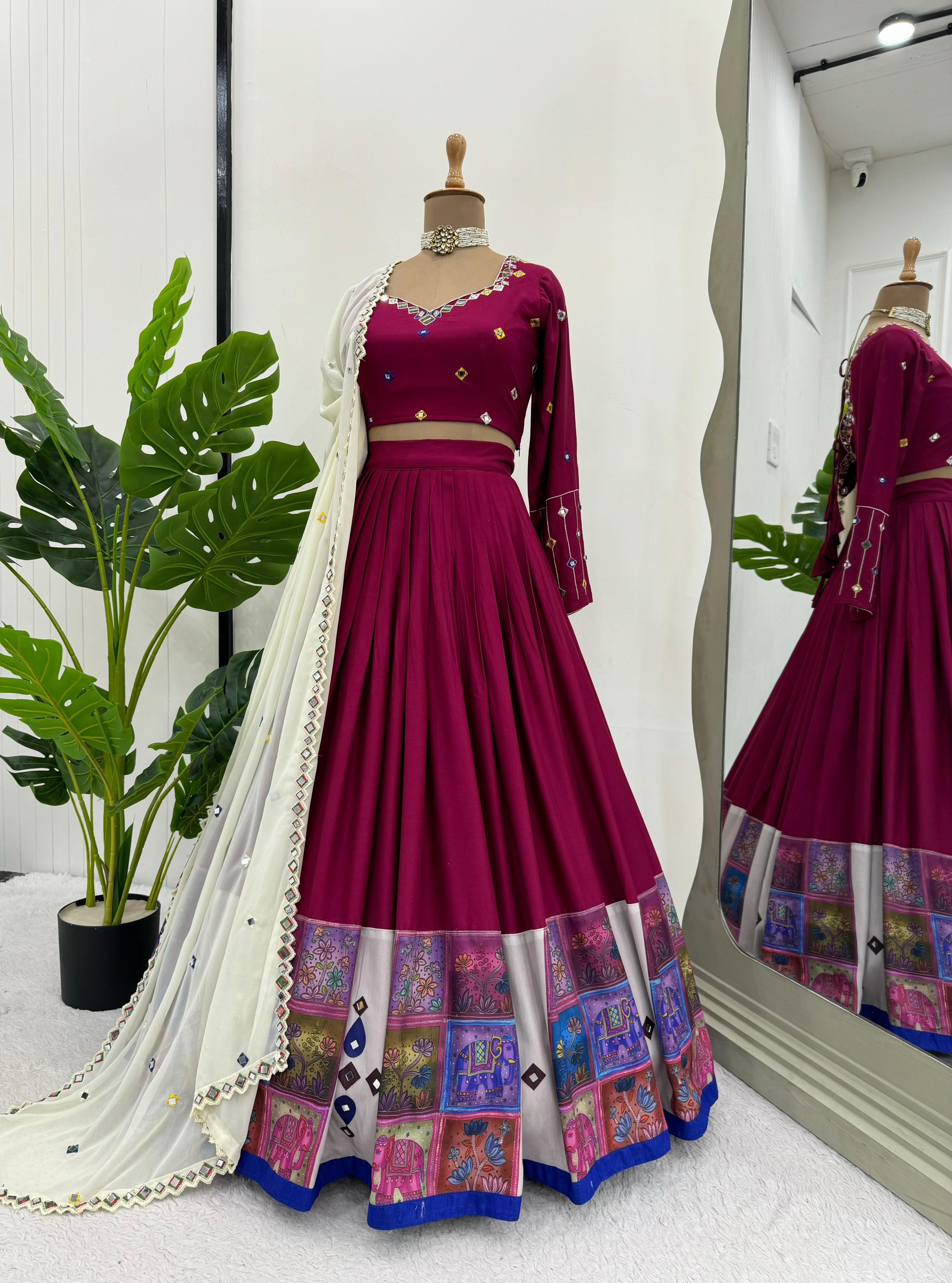Real Mirror Work Lehenga
