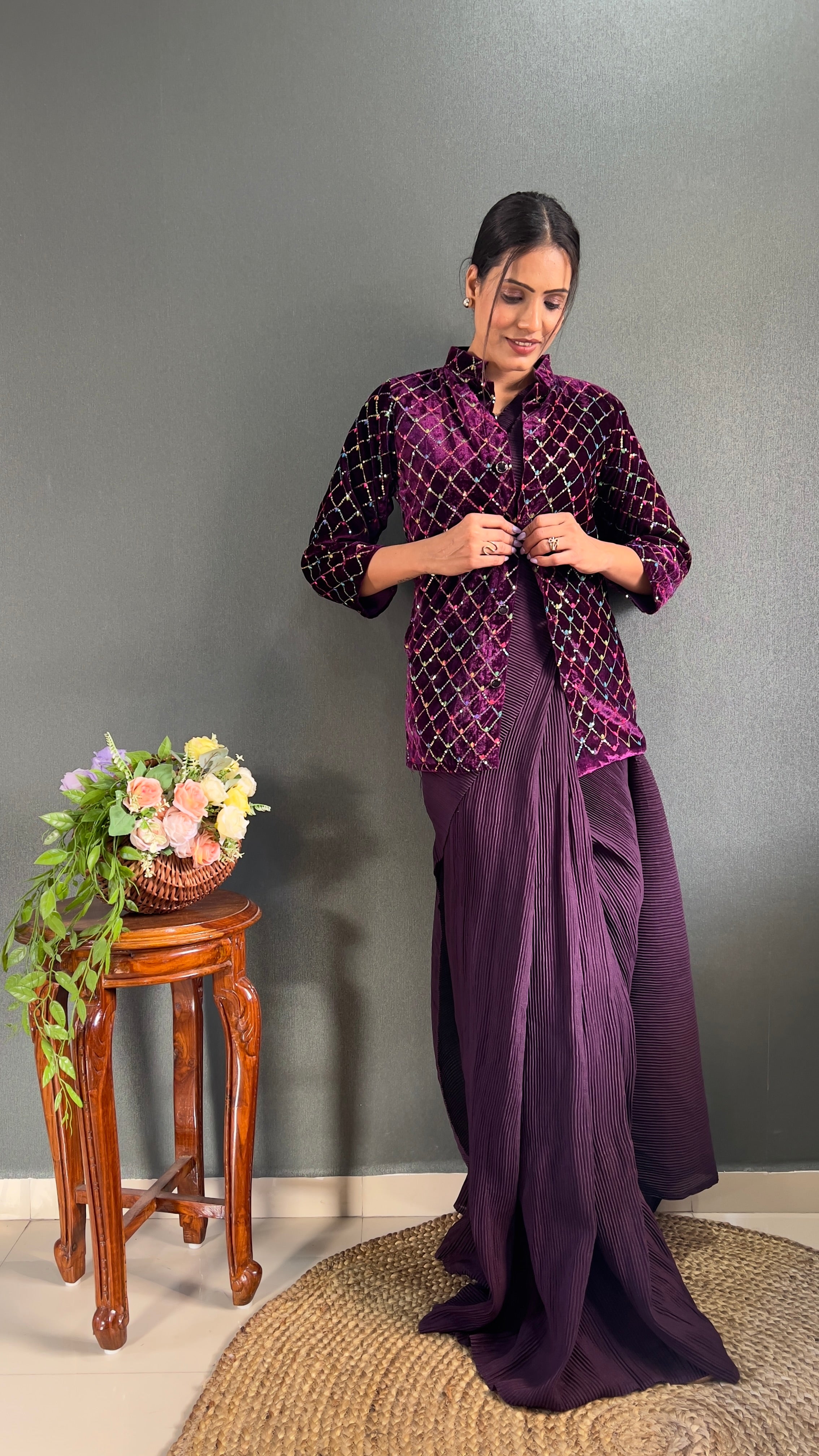 Ready To Wear Saree With Blazer ❤️❤️