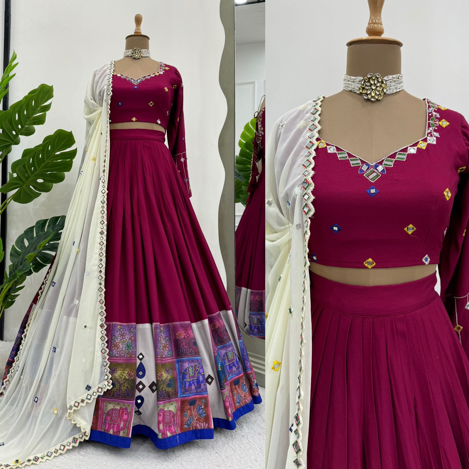 Real Mirror Work Lehenga