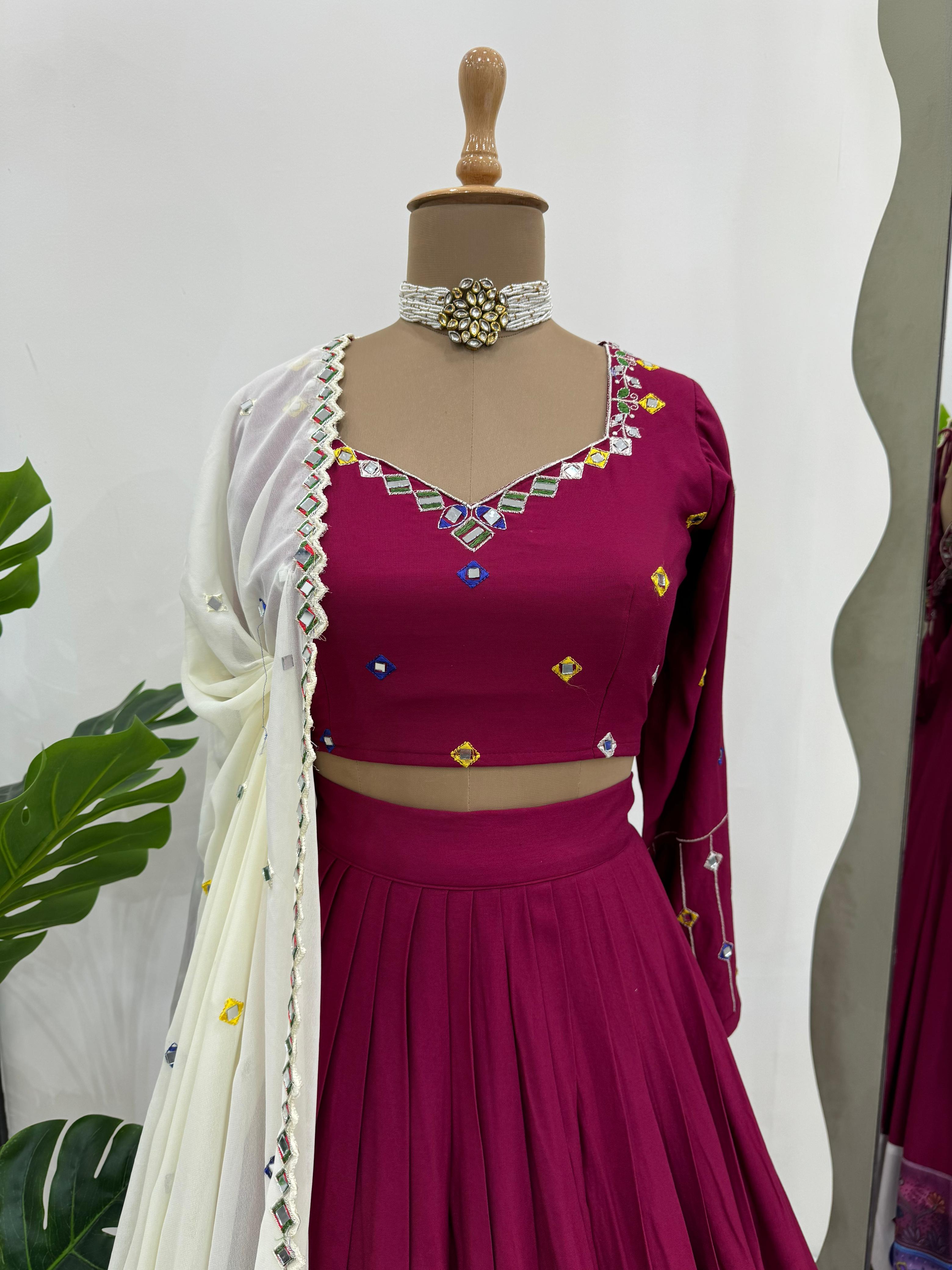 Real Mirror Work Lehenga