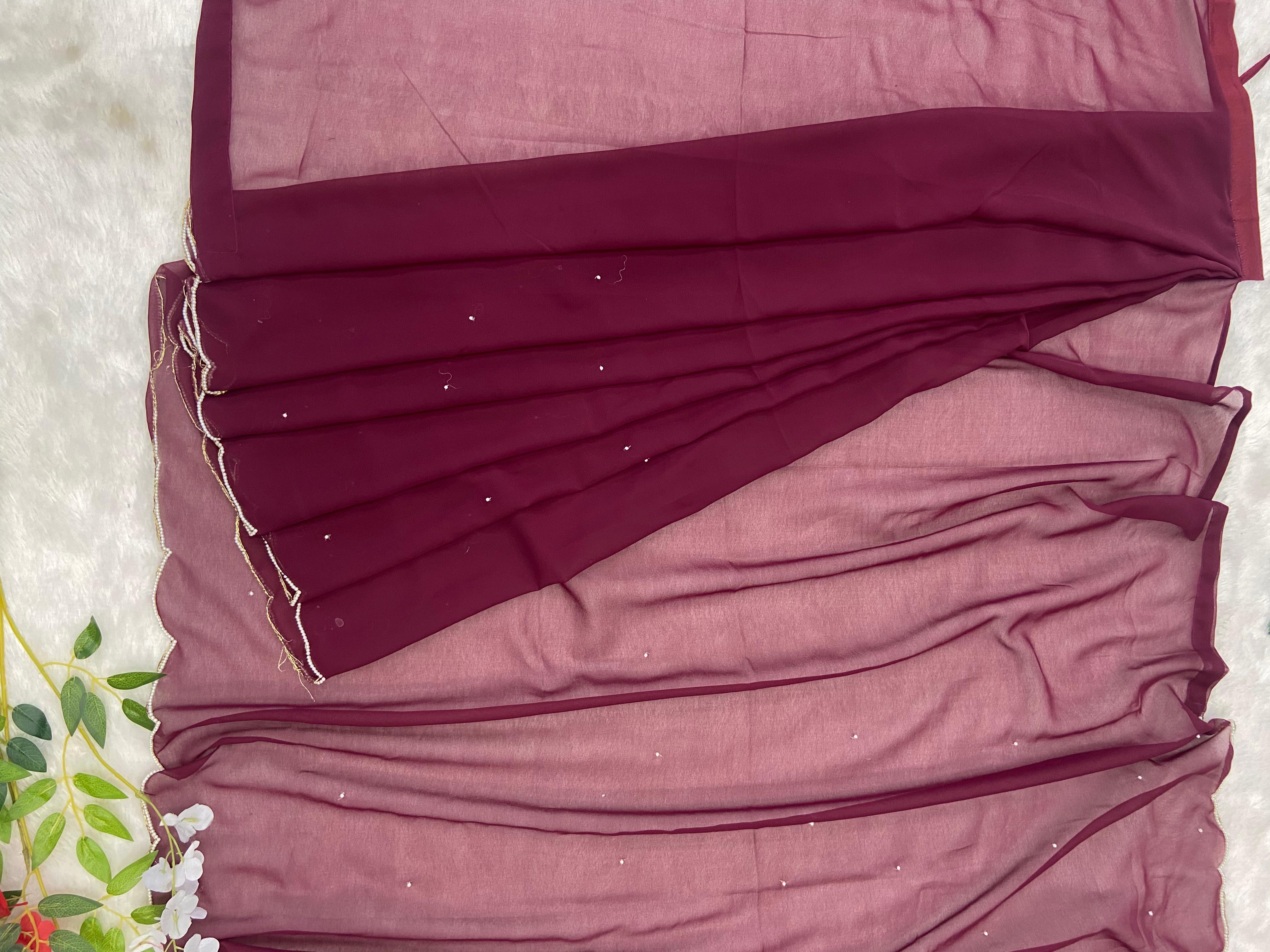 Beautiful Handwork Readu To Wear Saree